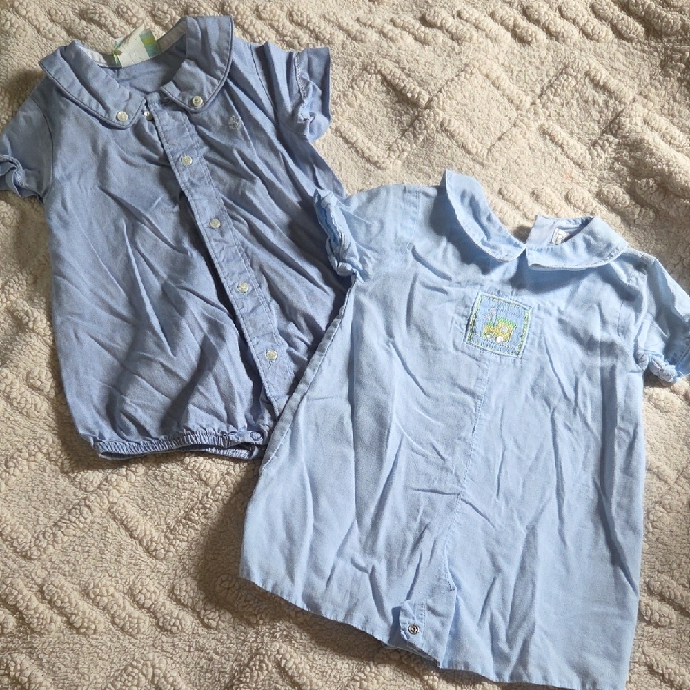 Light Blue Peter Pan Collar Top - Pack of 2